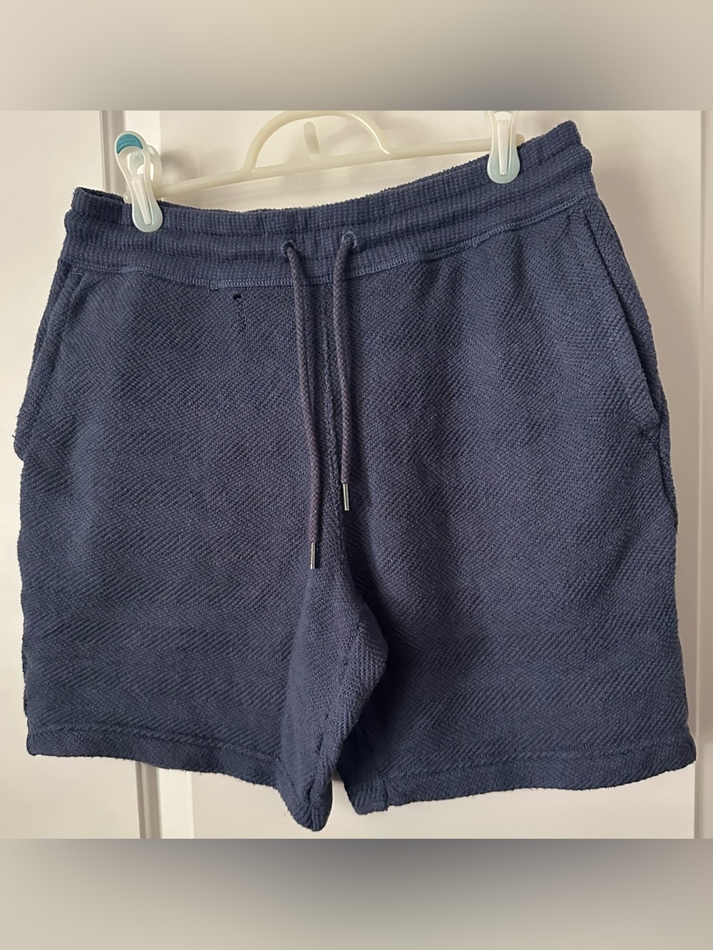 Faherty Whitewater Shorts Mens Small Organic Cotton Navy Drawstring Textured